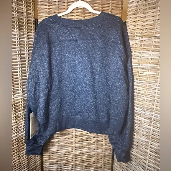 #222 NWT Lululemon Perfectly Oversized Cropped Crew *Sparkle Black Sz 12 (Rare) - Picture 6 of 9
